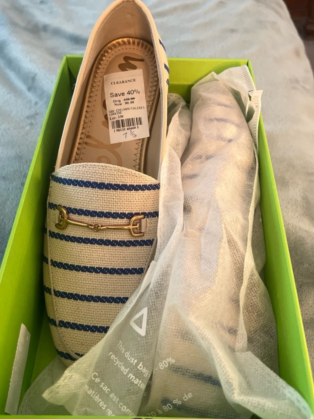 Sam Edelman Loraine Cobalt Stripe Loafers Women Sz 7.5 M